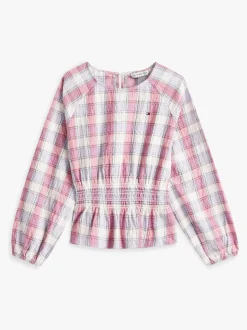 Tommy Hilfiger Regular Fit Check Smock Detail Blouse