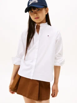 Tommy Hilfiger Ruffle Collar Poplin Relaxed Fit Blouse