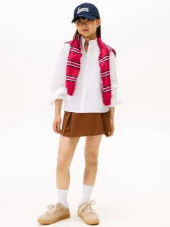 Tommy Hilfiger Ruffle Collar Poplin Relaxed Fit Blouse