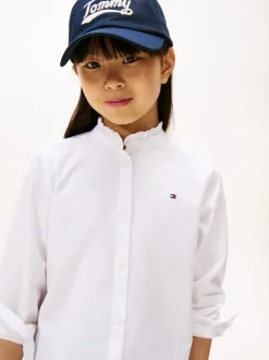 Tommy Hilfiger Ruffle Collar Poplin Relaxed Fit Blouse