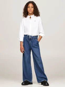 Tommy Hilfiger Ruffle Collar Poplin Relaxed Fit Blouse