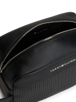 Tommy Hilfiger toilettas met metalen logo en geweven paneel