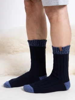 Totes grofgebreide wollen winterlaarssokken met draaipatroon voor heren verpakking van 2