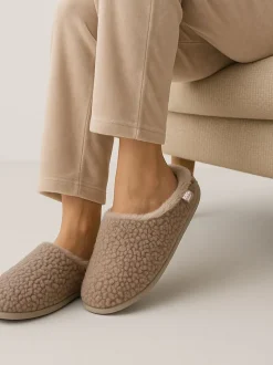 Totes Isotoner Ladies Borg Swept Back Mules
