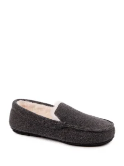 Totes Toasties Mens Felt Moccasin Slippers With Sherpa Lining
