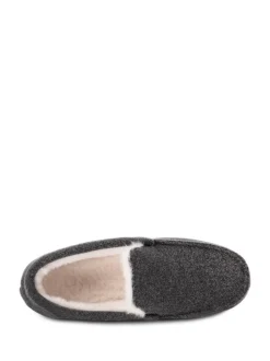 Totes Toasties Mens Felt Moccasin Slippers With Sherpa Lining