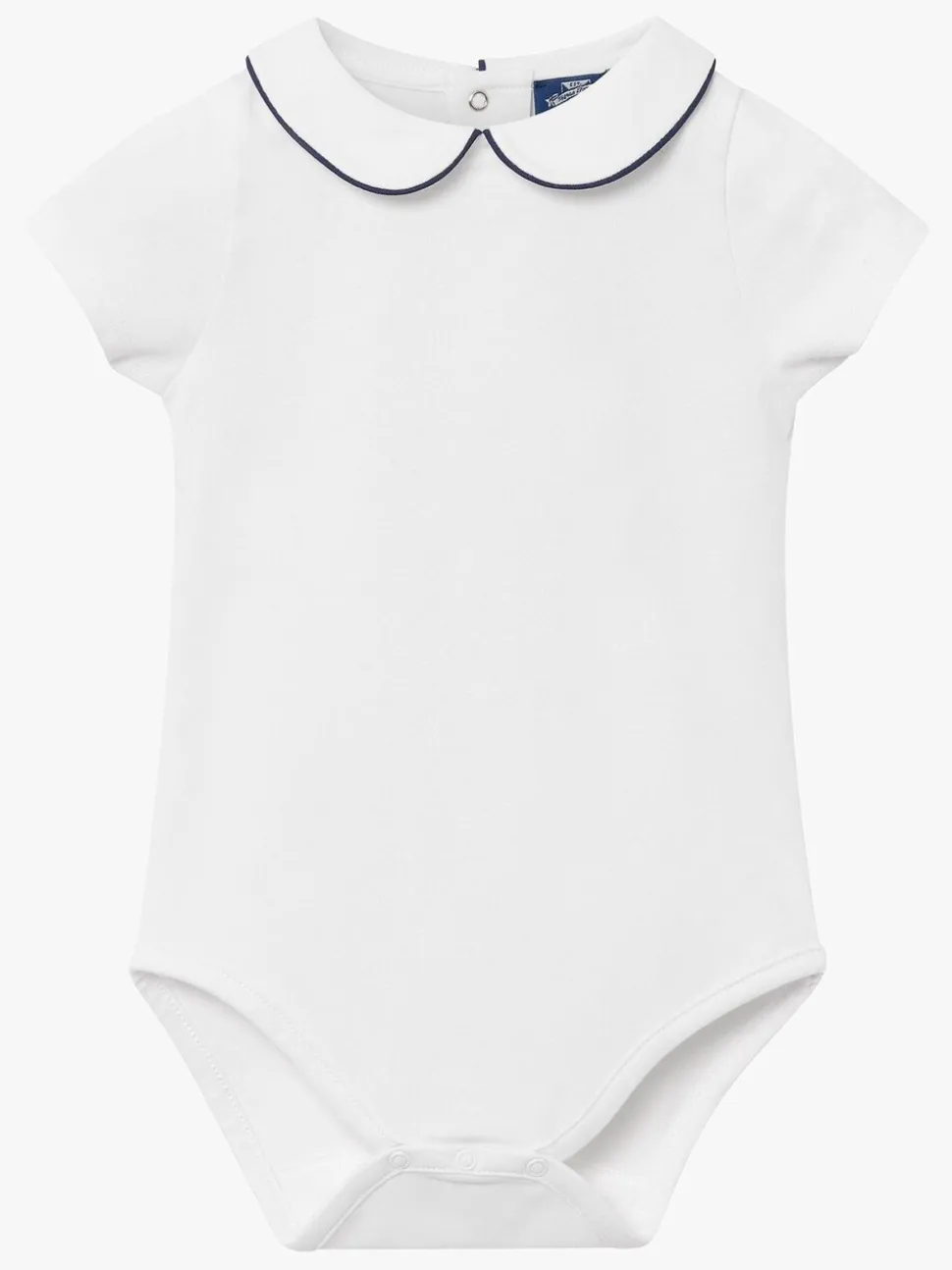 Trotters London - Little Milo wit/marineblauw rompertje met biezen