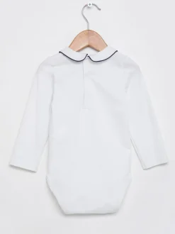 Trotters London witte Milo body met bies en lange mouwen