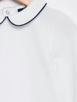 Trotters London witte Milo body met bies en lange mouwen