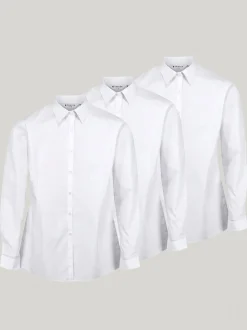 Trutex - Verpakking van 3 witte schooloverhemden met lange mouwen en regular fit