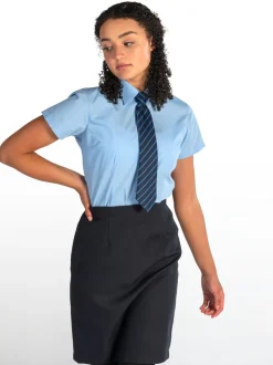 Trutex Blauw Slim fit Korte mouwen 2 Pack School overhemden