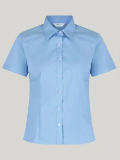 Trutex Blauw Slim fit Korte mouwen 2 Pack School overhemden