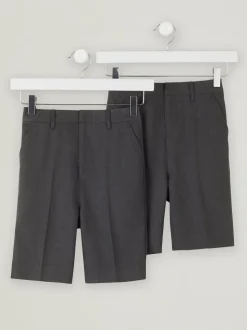 Trutex Junior Boys Slim Leg Grey 2 Pack School Shorts