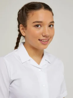 Trutex White Cuban Collar Regular Fit Short Sleeve 2 Pack School Shirts