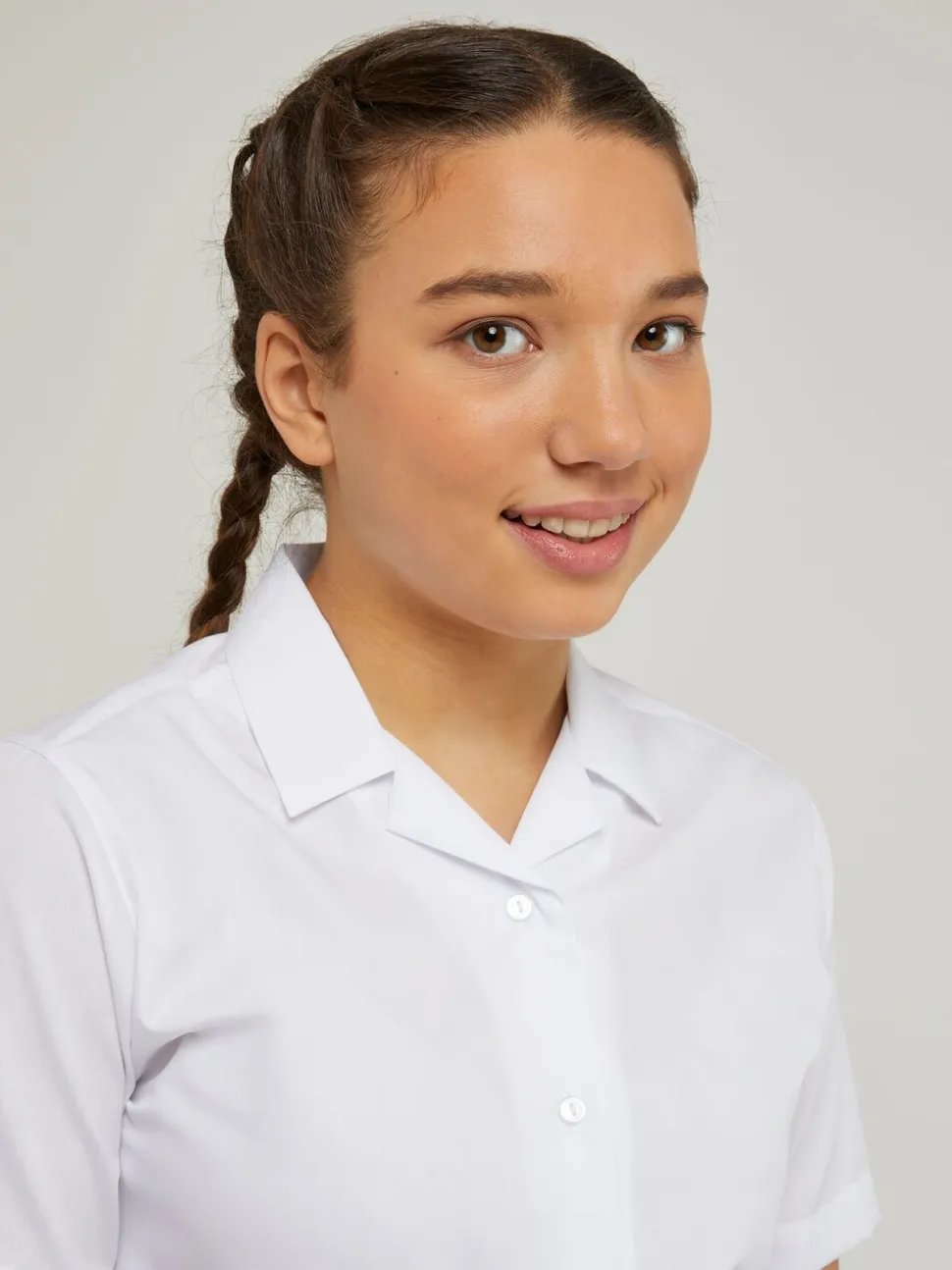 Trutex White Cuban Collar Regular Fit Short Sleeve 2 Pack School Shirts