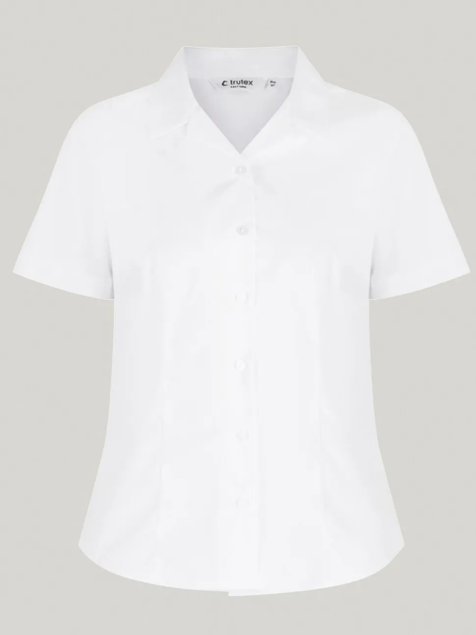 Trutex Witte Cubaanse Kraag Slim fit Korte mouwen 2 Pack School overhemden