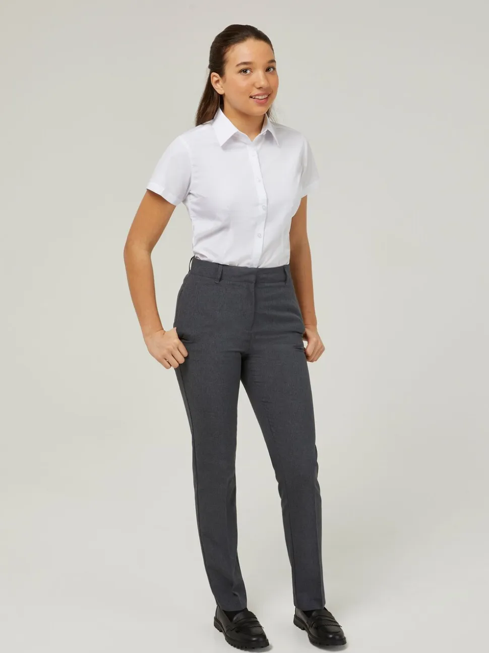 Trutex Witte Slim Fit Korte Mouwen 2 Pack School Overhemden