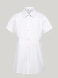 Trutex Witte Slim Fit Korte Mouwen 3 Pack School Overhemden