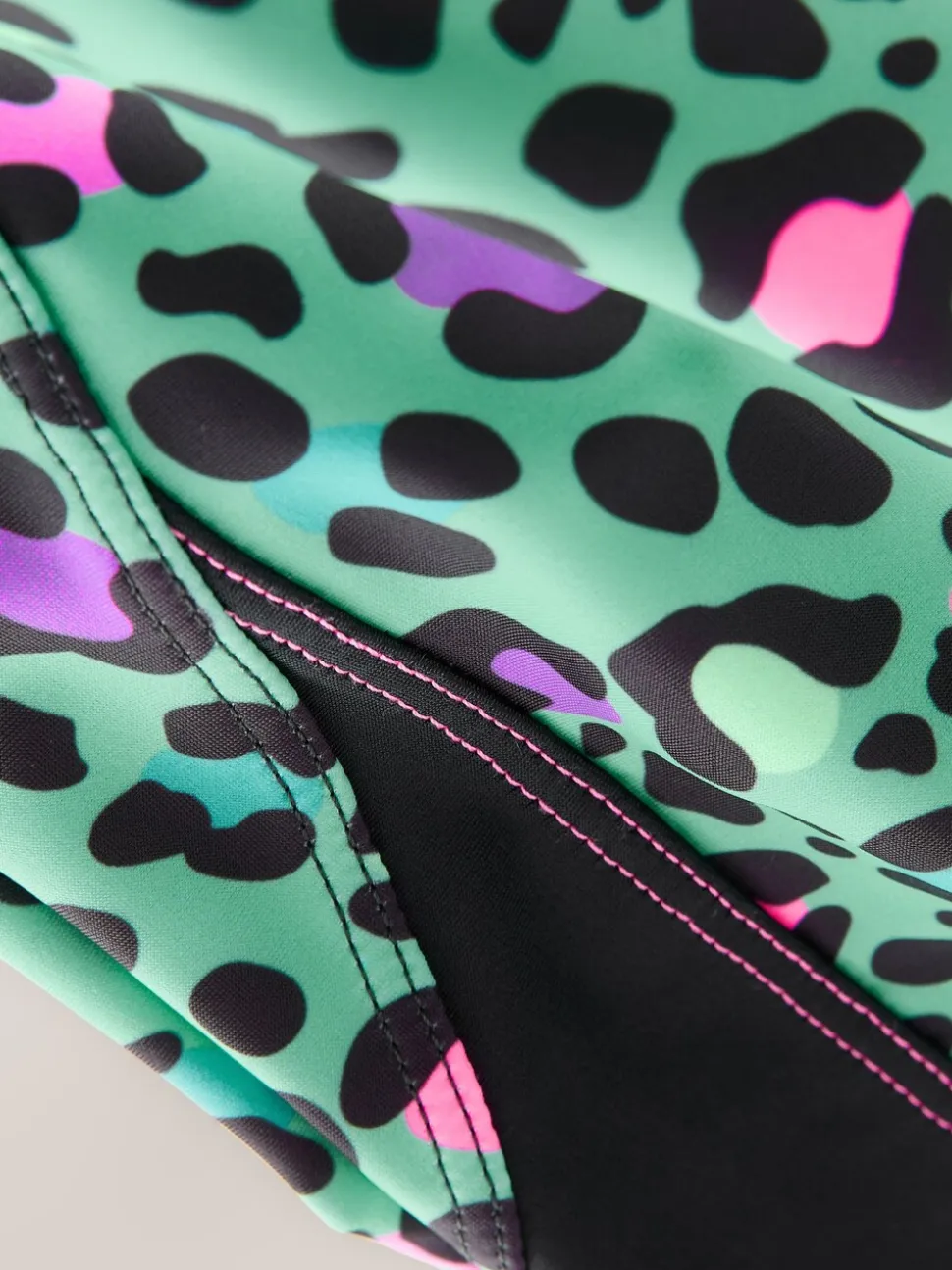 Turquoise met dierenprint - Sports Open Back Swimsuit (3-16yrs)