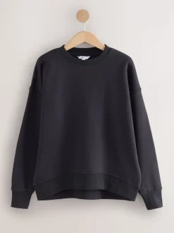 Ultiem zwart - Supersoft Peached Essentials sweatshirt met ronde hals en naaddetail