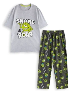 Vanilla Underground Disney Monsters Inc - Meerkleurige herenpyjamaset met korte mouwen en lange pijpen van 100% katoen