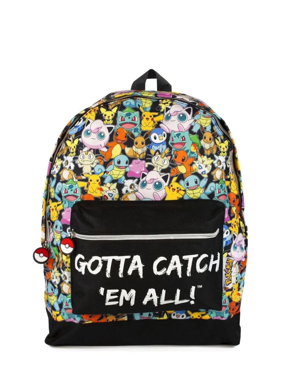 Vanilla Underground unisekskinderrugzak met meerkleurige Pokemon-figuurtjes- en Gotta Catch Em All-print