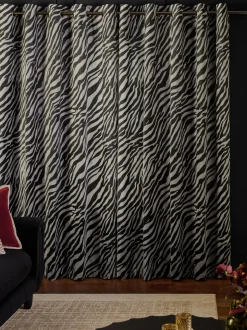 Velvet Zebra Print Eyelet Curtains