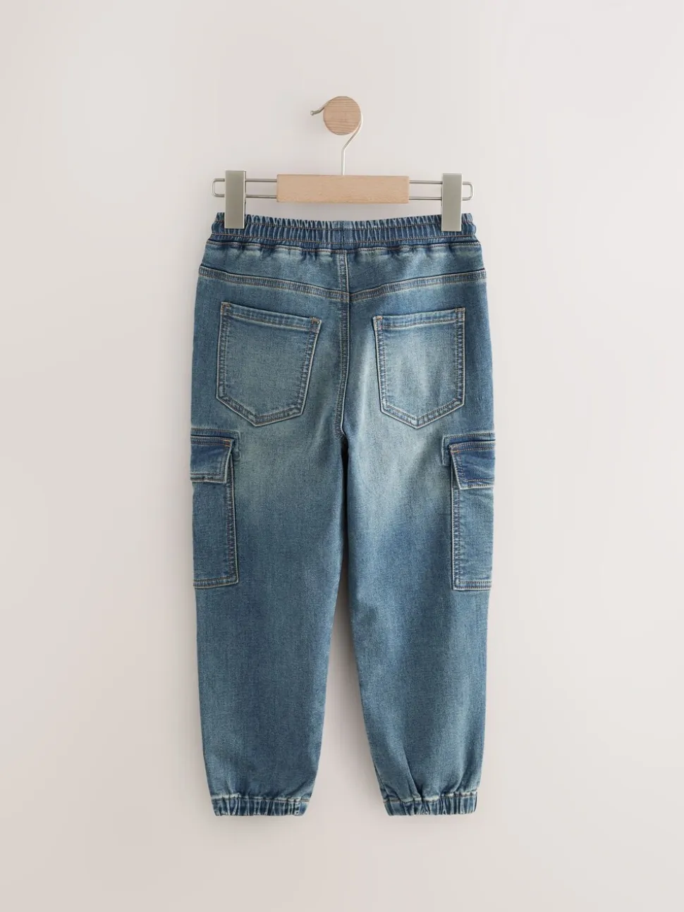 Vintage blauw - Cargo jeans met elastische taille (3-16 jr)