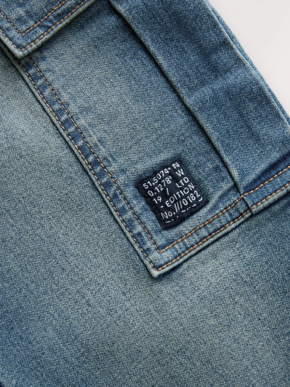 Vintage blauw - Cargo jeans met elastische taille (3-16 jr)