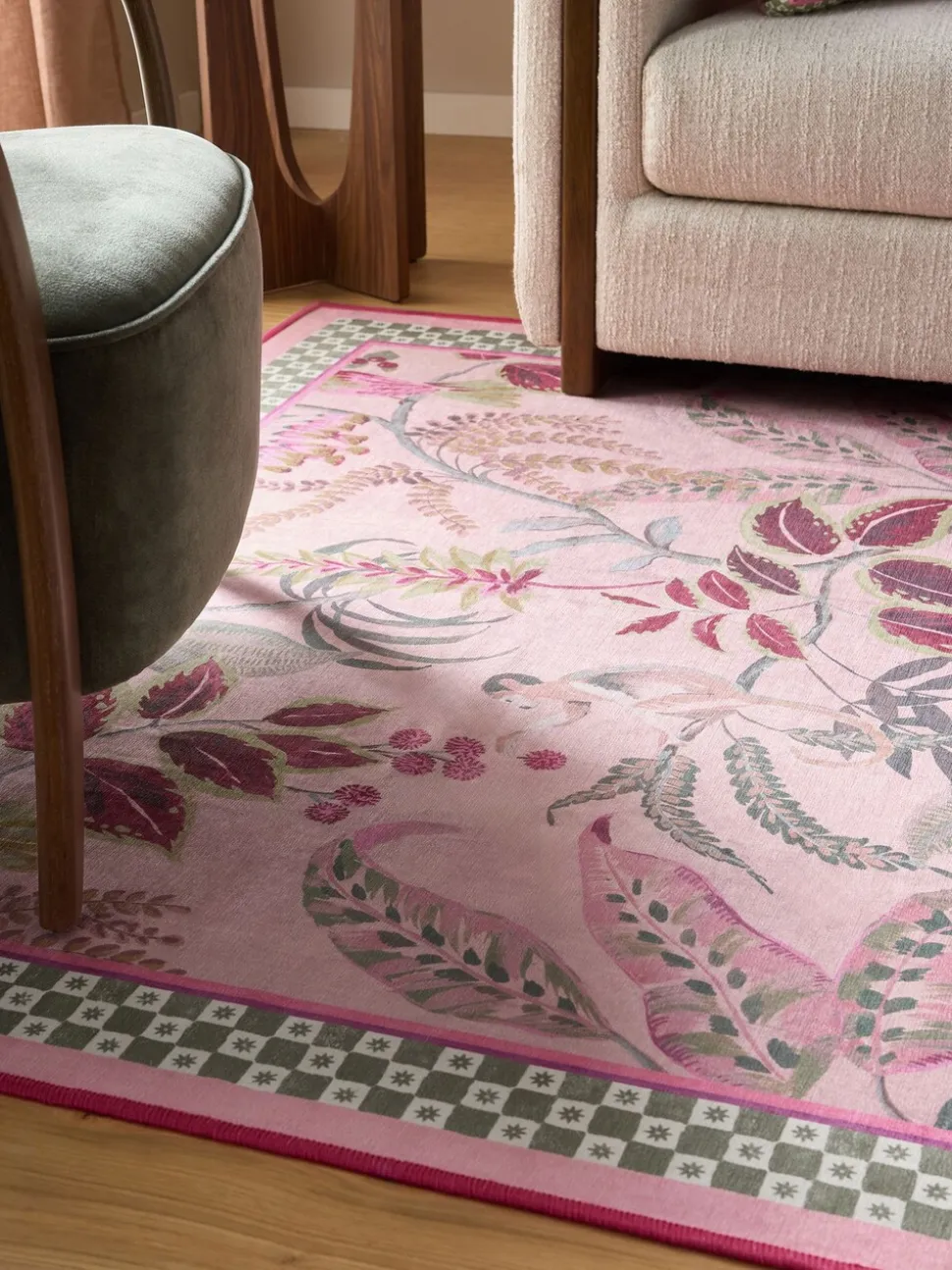 Wasbare loper met exotische aap en bloemen