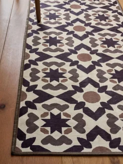 Wasbare loper met geometrische tegelprint