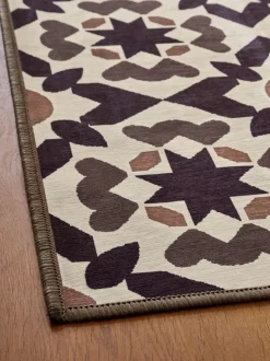 Wasbare loper met geometrische tegelprint