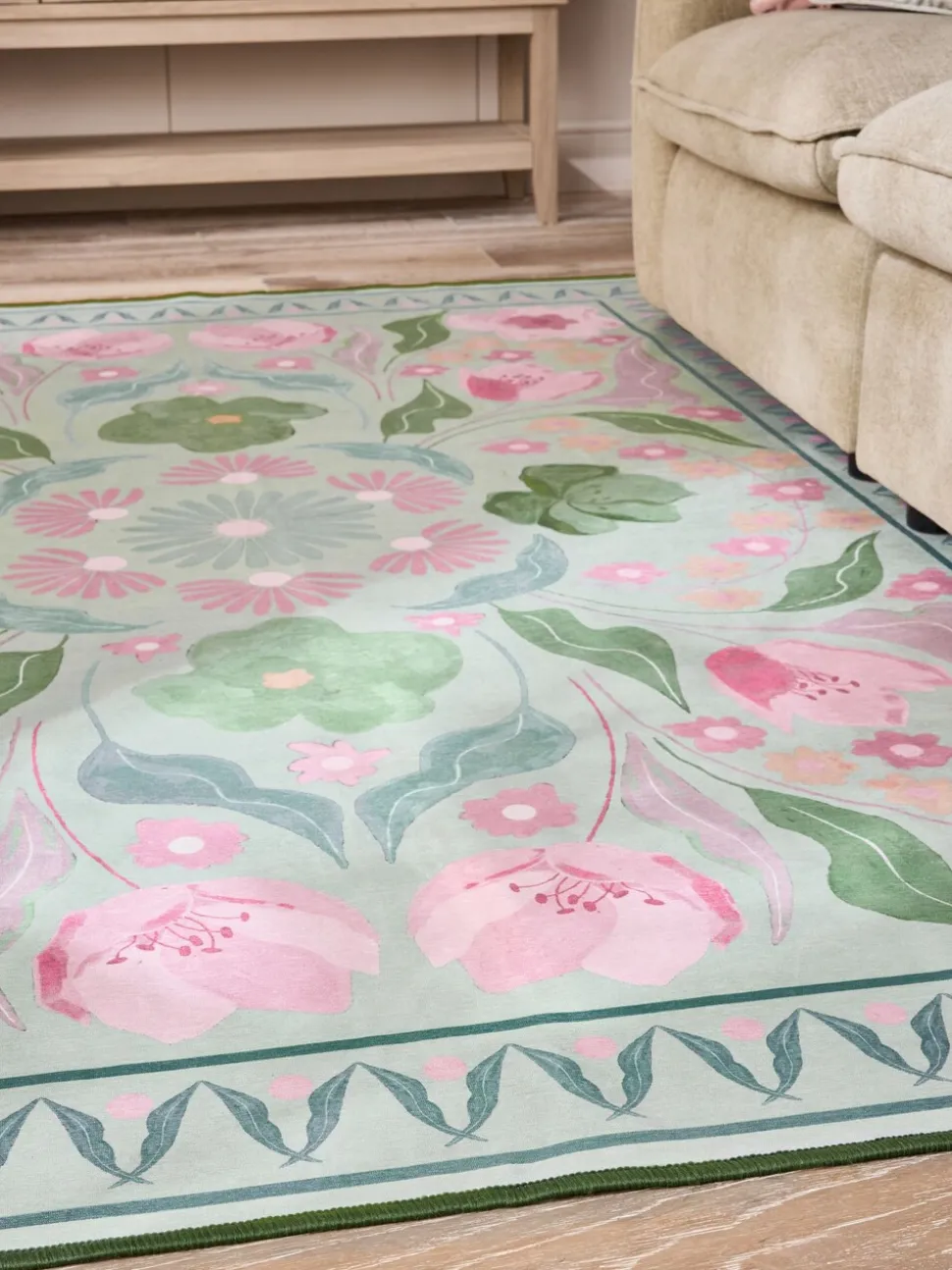 Washable Bettie Floral Print Rug