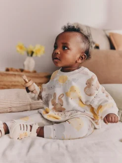 White Bunny Character Print - Easter Sweat and Leggings Baby Set (0mths-2yrs)