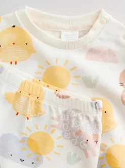 White Bunny Character Print - Easter Sweat and Leggings Baby Set (0mths-2yrs)