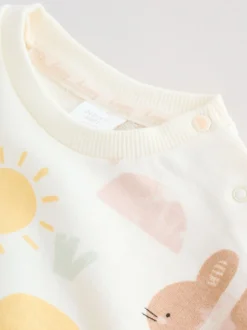 White Bunny Character Print - Easter Sweat and Leggings Baby Set (0mths-2yrs)