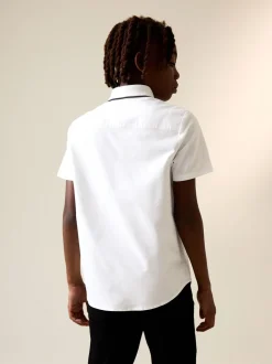White Check Splice - Short Sleeve Smart Shirt (3-16yrs)