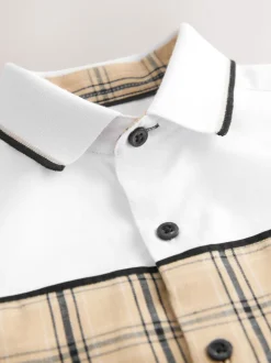 White Check Splice - Short Sleeve Smart Shirt (3-16yrs)