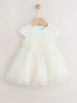 White 3D Flowers - Feestelijke babyjurk (0 mnd-2 jr)