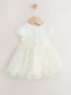 White 3D Flowers - Feestelijke babyjurk (0 mnd-2 jr)