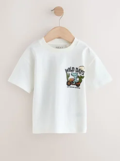 White Dinosaur Oversized - T-shirt met korte mouwen en print op de rug (3mnd -7jr)