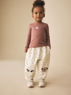 White Mono Spot Bears - Embellished Barrel Trousers (3mths-7yrs)