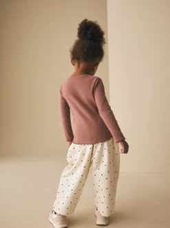 White Mono Spot Bears - Embellished Barrel Trousers (3mths-7yrs)