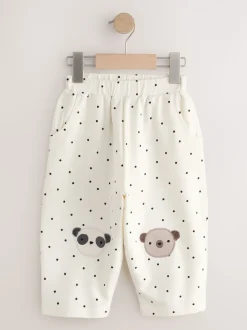 White Mono Spot Bears - Embellished Barrel Trousers (3mths-7yrs)