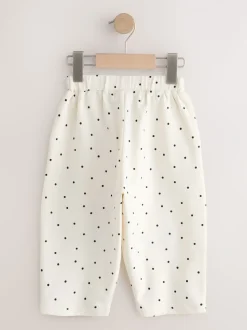 White Mono Spot Bears - Embellished Barrel Trousers (3mths-7yrs)