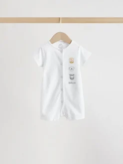 White Safari Animal Embroidered - Verpakking van 3 jersey babyrompertjes