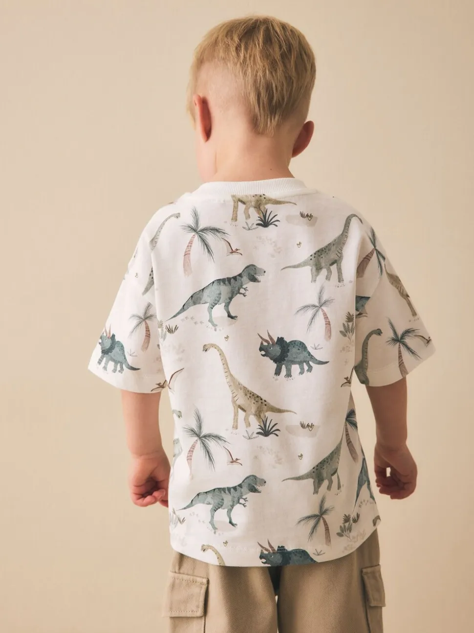 White Watercolour Dinosaurs - Short Sleeve All-Over Print T-Shirt (3 Month-7 Years) (3mths-7yrs)