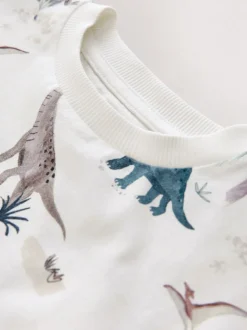 White Watercolour Dinosaurs - Short Sleeve All-Over Print T-Shirt (3 Month-7 Years) (3mths-7yrs)