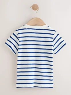 White/Blue Stripe Seagull - Short Sleeve 3D Padded T-Shirt (3mths-7yrs)