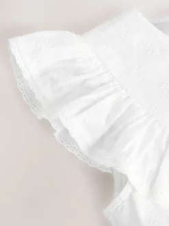 Wit - 100% katoenen blouse met strik aan de voorkant (3 - 16 jr)